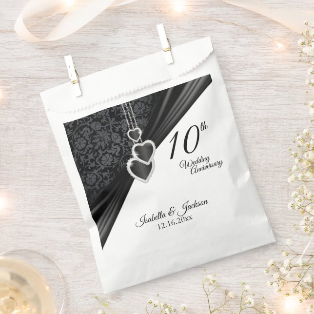 10th Onyx Wedding Anniversary Favor Bag (Clipped)