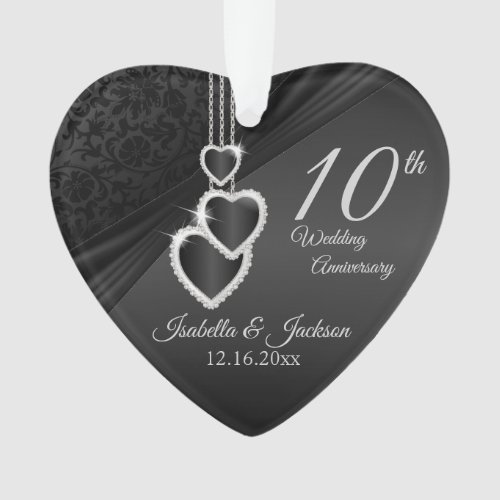 10th Onyx Wedding Anniversary Keepsake Design 2 Ornament