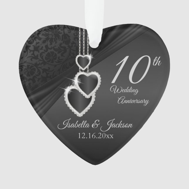 10th Onyx Wedding Anniversary Keepsake Design 2 Ornament (Front)