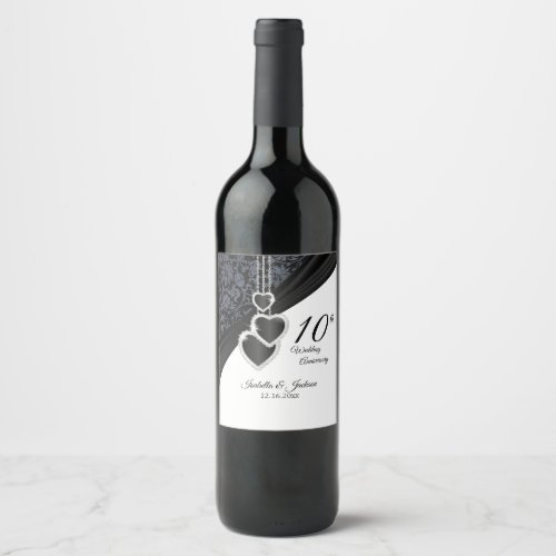 10th Onyx Wedding Anniversary Wine Label