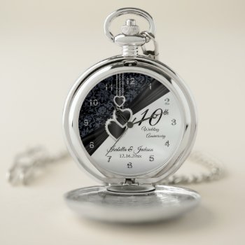10th Onyx Wedding Anniversary / Years Of Service Pocket Watch by DesignsbyDonnaSiggy at Zazzle