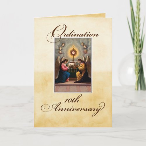 10th Ordination Anniversary Angels at Altar Card