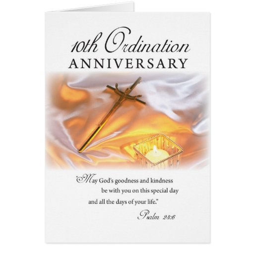 10th Ordination Anniversary, Cross Candle Card | Zazzle