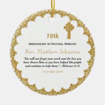 10th Ordination Anniversary Personalized Scripture Ceramic Ornament