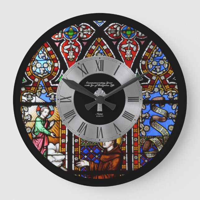 10th Ordination Anniversary Stained Glass Custom Large Clock (Front)