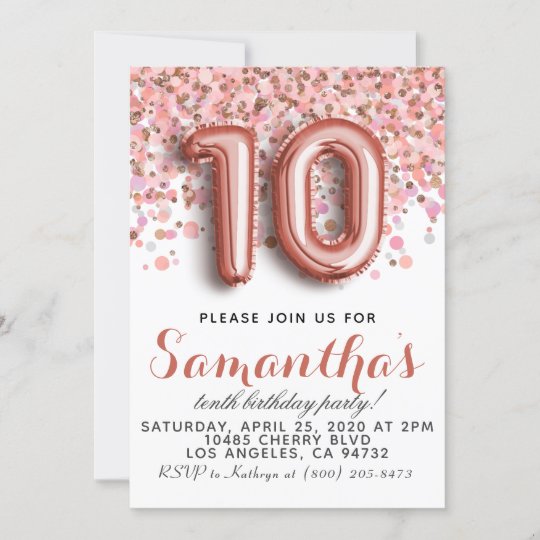 10th Rose Gold Birthday Invitation | Zazzle.com