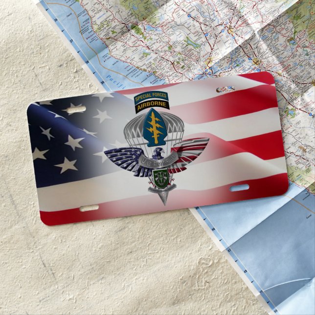10th Special Forces Airborne Veteran License Plate (In Situ)