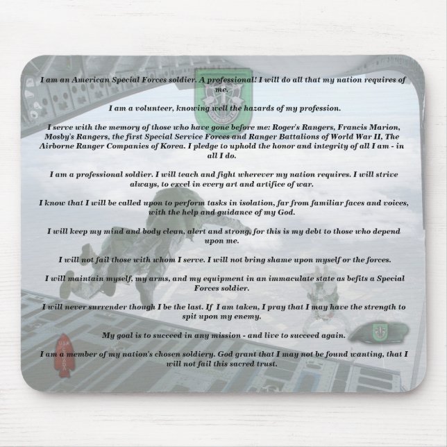 10th special forces creed fort carson veterans  Mo Mouse Pad (Front)