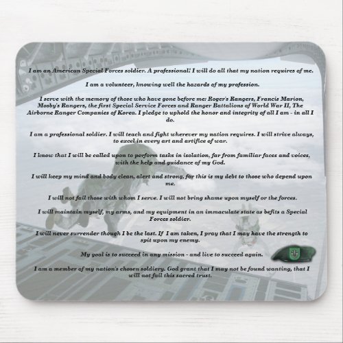 10th special forces creed veterans Mousepad