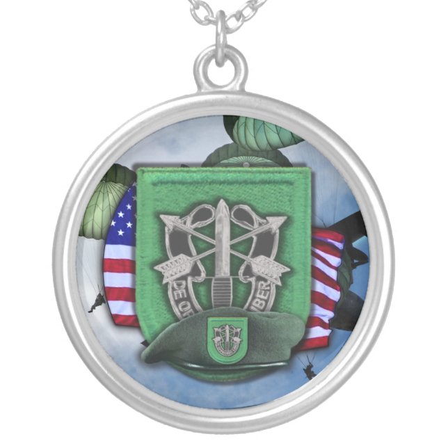 10th Special Forces flash veterans vets Necklace (Front)