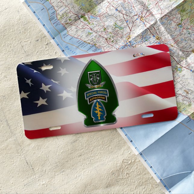 10th Special Forces Group Airborne  Arrowhead License Plate (In Situ)