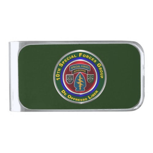 10th Special Forces Group Airborne   Silver Finish Money Clip