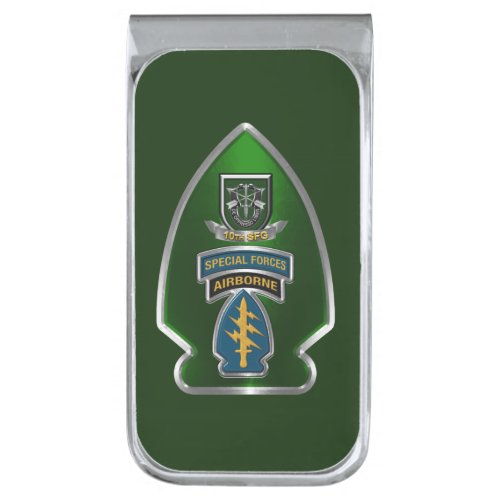 10th Special Forces Group Airborne  Silver Finish Money Clip