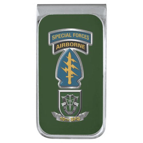 10th Special Forces Group Airborne Silver Finish Money Clip