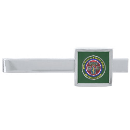 10th Special Forces Group AIRBORNE Silver Finish Tie Bar