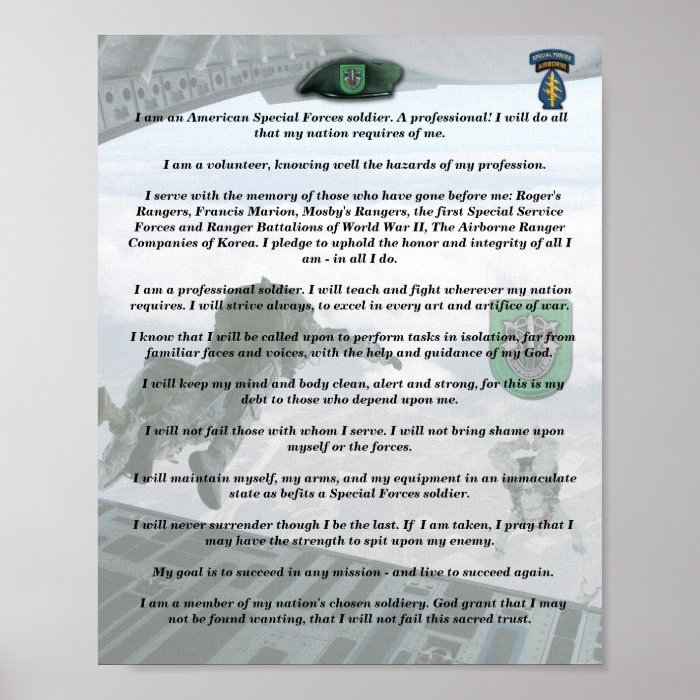 10th special forces group vets creed print
