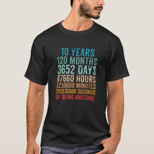 10Th Tenth Birthday B_Day Boy Girl 10 Years Old 12 T_Shirt