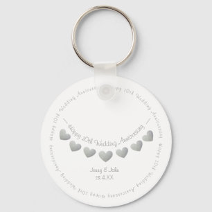 10th Tin/ Aluminum Wedding Anniversary gift Keychain