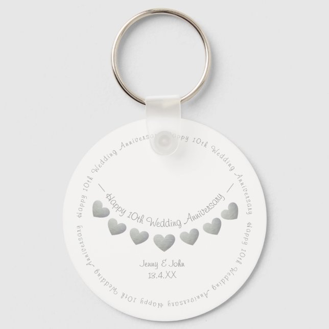 10th Tin/ Aluminum Wedding Anniversary gift  Keychain (Front)
