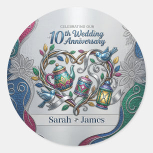 10th Tin Aluminum Wedding Anniversary We Still Do Classic Round Sticker