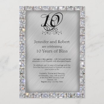 10th Tin And Diamond Wedding Anniversary Invitation by NoteableExpressions at Zazzle