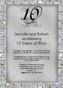 10th Anniversary Wedding Invitations Zazzle 10th Tin And Diamond Wedding Anniversary Invitation