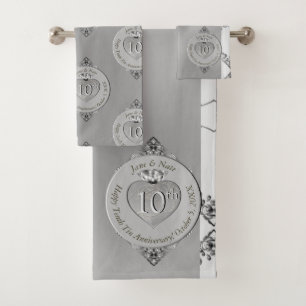 10th Tin Wedding Anniversary Bath Towel Set