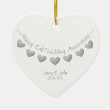 10th tin wedding anniversary bunting heart