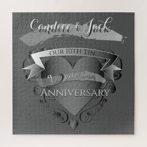 10th Tin Wedding AnniversaryCustom Names Jigsaw Puzzle