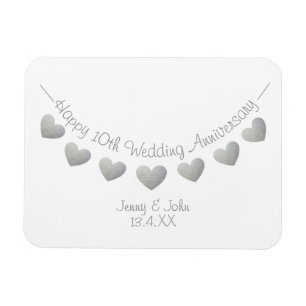 10th tin wedding anniversary gift/ favor magnet