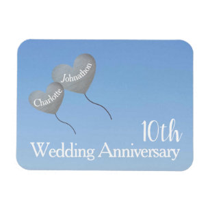 10th tin wedding anniversary gift/ favour magnet
