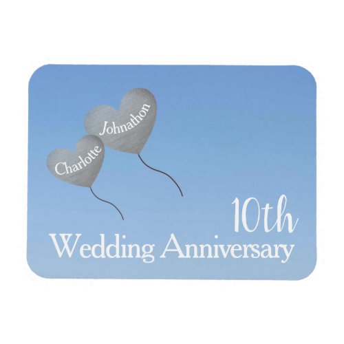 10th tin wedding anniversary gift favour magnet