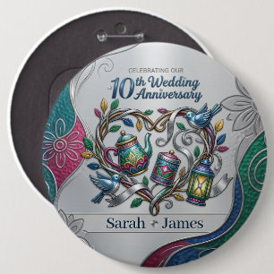 10th Tin Wedding Anniversary Party Thank You Gifts Button