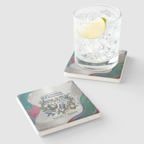 10th Tin Wedding Anniversary Party Thank You Gifts Stone Coaster