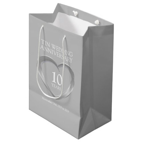 10th tin wedding anniversary photo gift bag