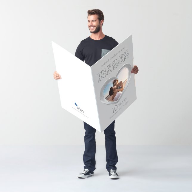 10th tin wedding anniversary photo heart card (In Situ)