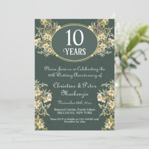 10th Tin Wedding Anniversary Rich Floral Invitation