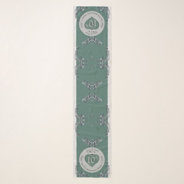 10th Tin Wedding Anniversary Scarf (Front)