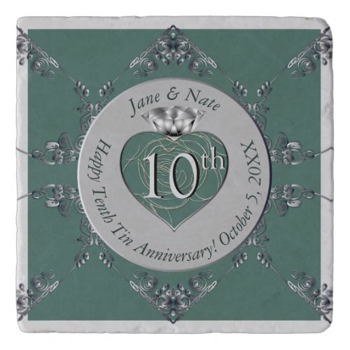 10th Tin Wedding Anniversary  Trivet