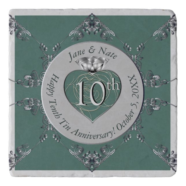 10th Tin Wedding Anniversary  Trivet (Front)