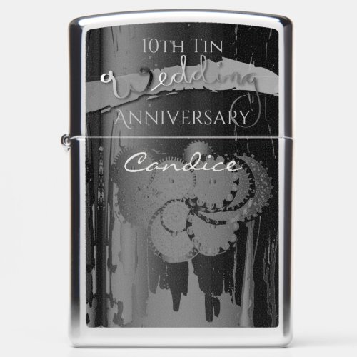 10th Tin Wedding Anniversary wName Zippo Zippo Lighter