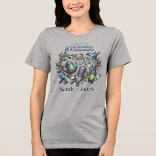 10th Tin Wedding Anniversary We Still Do keepsake Tri-Blend Shirt