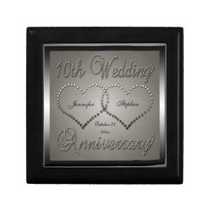 10th Wedding Anniverary Punched Tin Look Keepsake  Gift Box