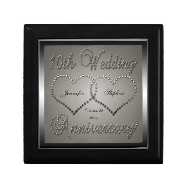 10th Wedding Anniverary Punched Tin Look Keepsake  Gift Box (Front)