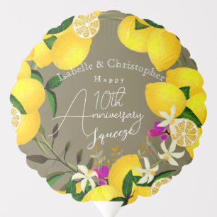 10th Wedding Anniverasry Summer Lemon Squeeze Balloon