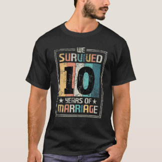 10Th Wedding Anniversary 10 Years Match Couples Hu T-Shirt
