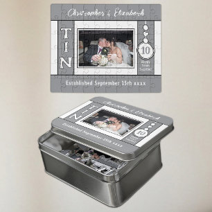 10th wedding anniversary 1 photo grey jigsaw puzzle