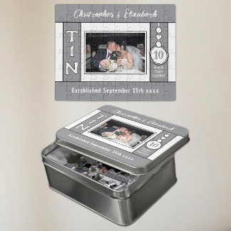 10th wedding anniversary 1 photo grey jigsaw puzzle