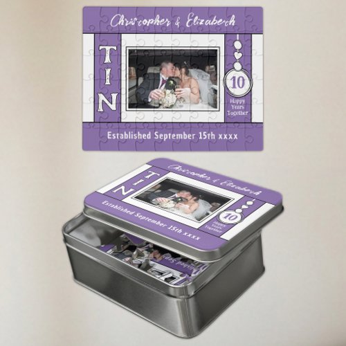 10th wedding anniversary 1 photo purple jigsaw puzzle