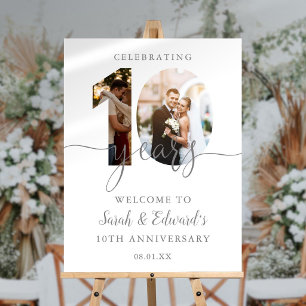 10th Wedding Anniversary 2 Photo Welcome Sign